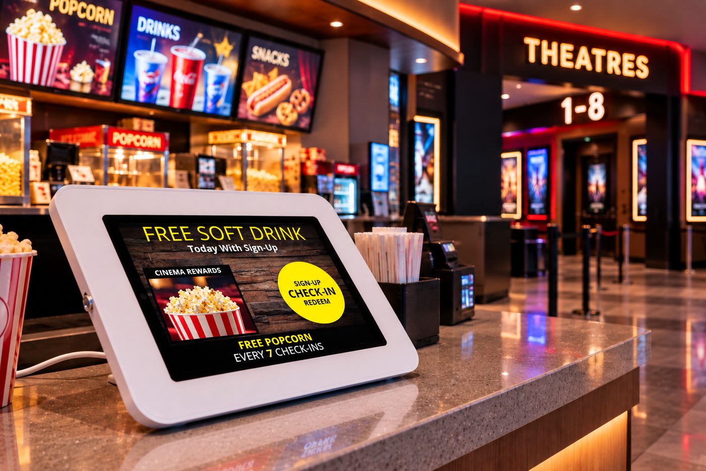Kiosk at a cinema concession counter
