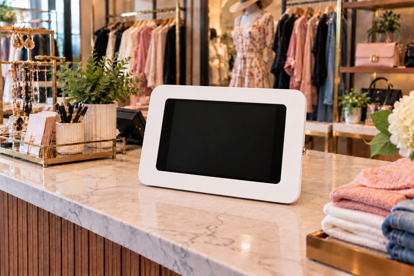 Kiosk on an apparel store counter